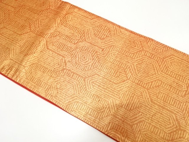 JAPANESE KIMONO / ANTIQUE ABSTRACT PATTERN WOVEN FUKURO OBI (WEARABLE)